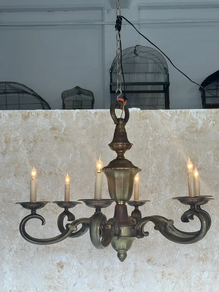 【廃盤】Novelbright/Chandelier French 1940's Bronze Six Armed Neoclassical Style Chandelier
